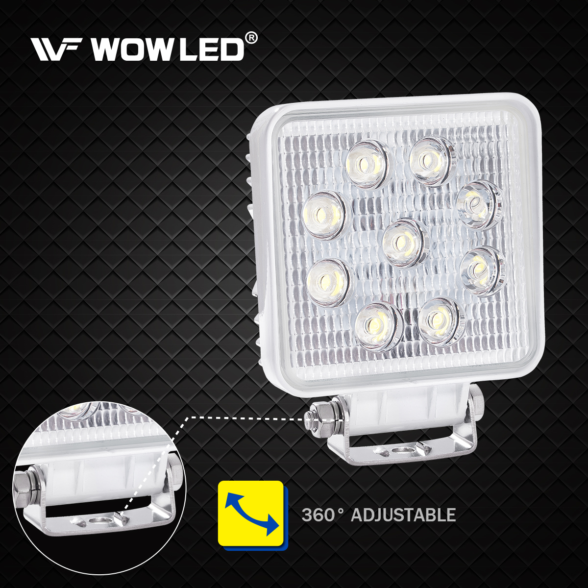 WOWLED Boat Light 2 Pack, LED Marine Spotlights Waterproof, Deck Dock Flood Light Work Light for Boat Accessories Pontoon Fishing Truck SUV Off-road 12V Square White