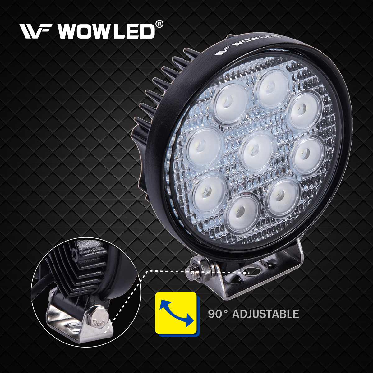 WOWLED 27W LED Work Light, 2PCS LED Work Light Flood Beam Driving Lamp Truck Offroad SUV ATV UTE 4WD 4x4 Camping Light