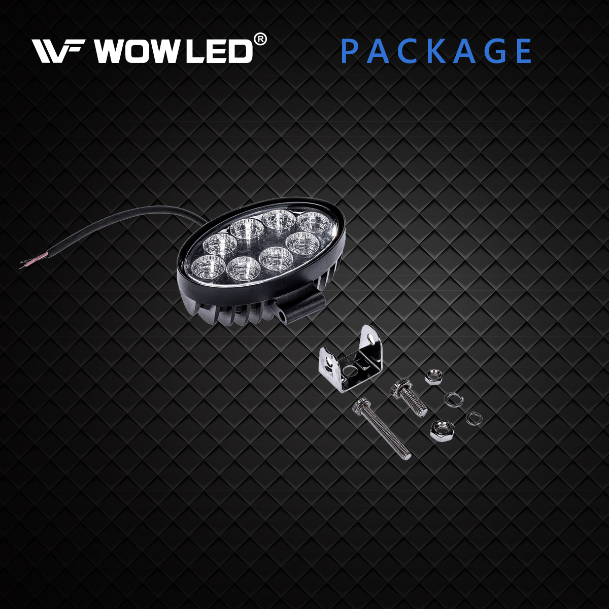 WOWLED Oval Shape LED Work Light, 24W 8LED Work Light Oval Flood Driving Lamp Offroad Light Bar for Tractor Camping Light SUV ATV Truck 4X4 12V 24V