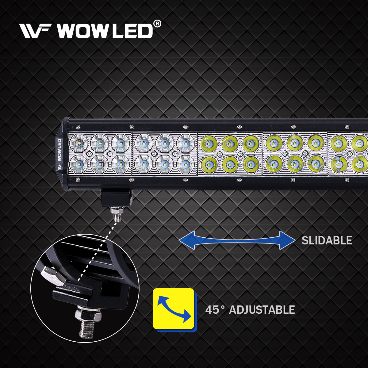 WOWLED Driving LED Light Bar, 12V 24V 20 Inch 126W Fog Light LED Spot and Flood Combo Beam Lightbars, Car Offroad Driving Waterproof Work Bar Lamp for SUV Truck 4WD ATV 4x4