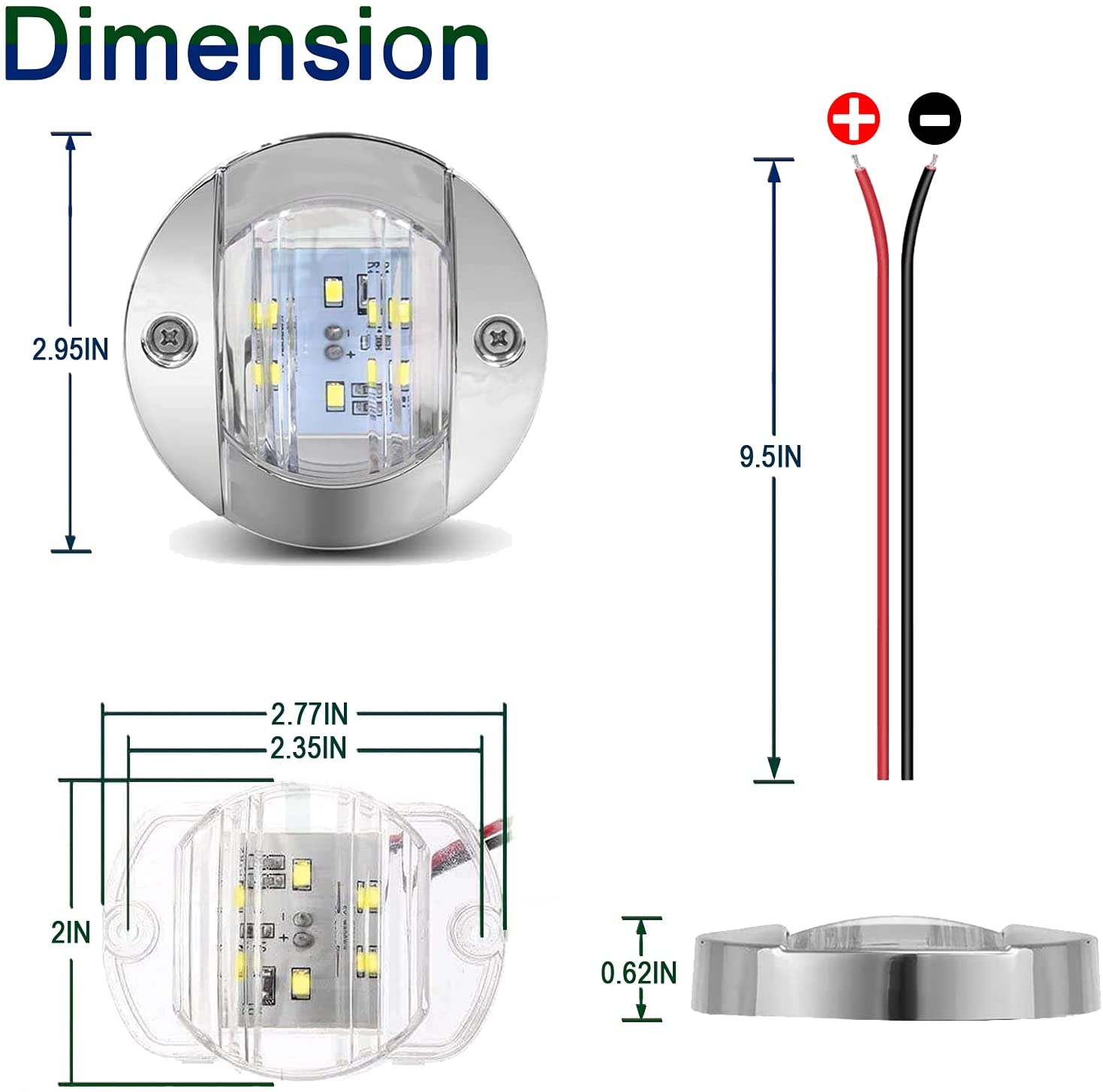  UCINNOVATE 8Pcs Marine Boat LED Lights, 12V Waterproof Navigation Boat lights, Boat Stern Light, Boat Interior Lights, Boat Transom Light for Yacht, Fishing, Pontoon Boat, Sailboat, Kayak, (White) 