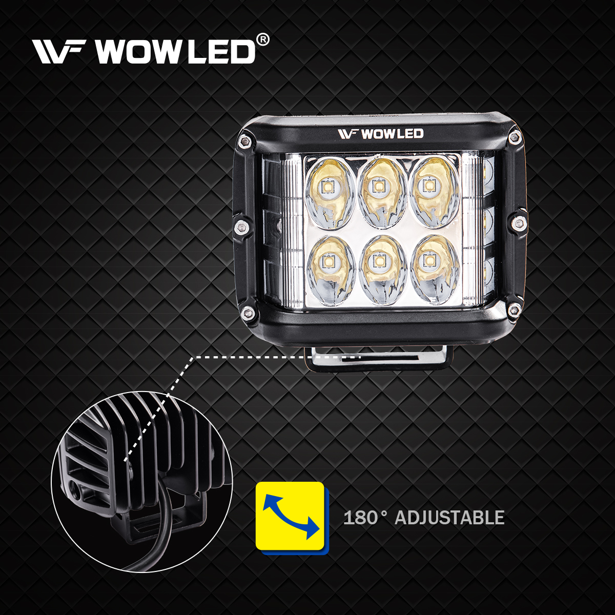 WOWLED Side Shooter LED Work Light, 2 Pack 5 Inch 45W LED Cube Work Lights Offroad Driving Spot Flood Fog Light Bar with Side Shooter for 12V 24V 4WD Truck 4x4 Camping Light