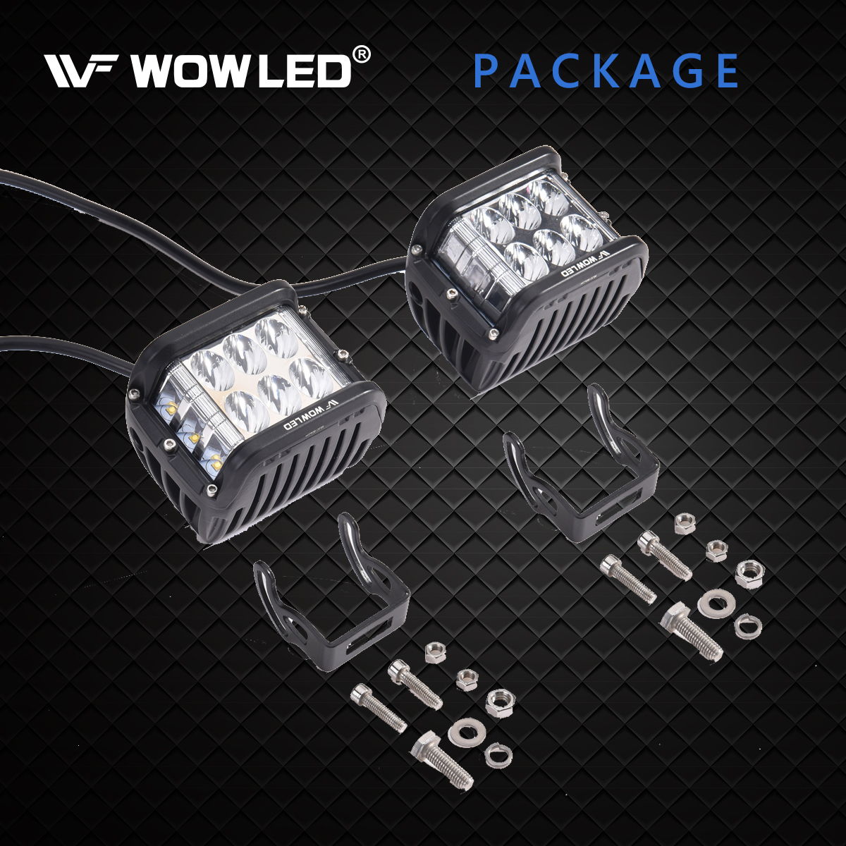 WOWLED Side Shooter LED Work Light, 2 Pack 5 Inch 45W LED Cube Work Lights Offroad Driving Spot Flood Fog Light Bar with Side Shooter for 12V 24V 4WD Truck 4x4 Camping Light