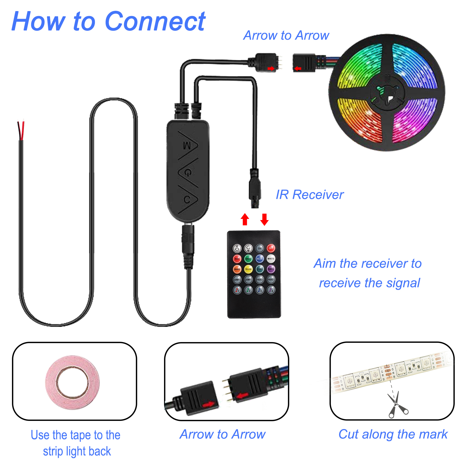 WOWLED Boat Lights,12V Bluetooth RGB LED Strip Light, IP65 Waterproof Marine LED Interior Lights for Sailboat Kayak Boat Deck Light, Accent Light, Courtesy Interior Lights, Fishing Night Lights