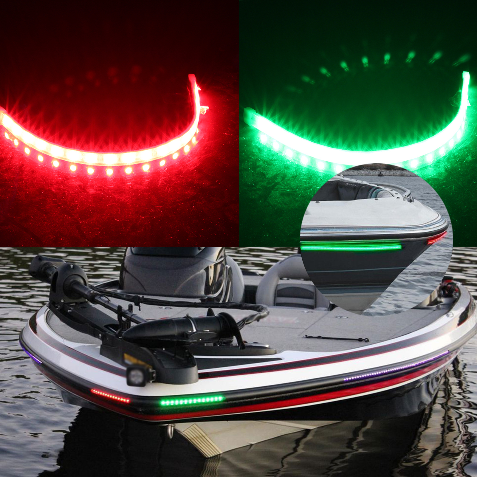 WOWLED Navigation LED Boat Lights, 12" Waterproof Marine LED Boat Lights, Super Bright 18 LEDs LED Boat Bow Nav Lights, Port Starboard Side Light, for Pontoon Kayak Yacht Sailboat, 12V (Red and Green)