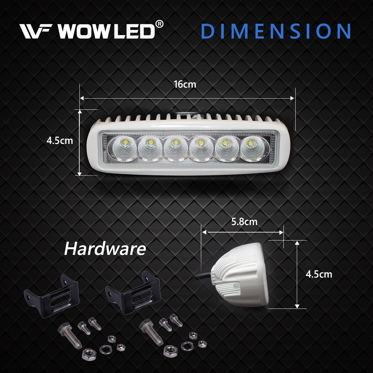 WOWLED Boat Light 2 Pack, LED Marine Spotlights Waterproof, 6 inch Deck Dock Flood Light for Boat Accessories Pontoon Fishing Truck SUV ATV 12V White
