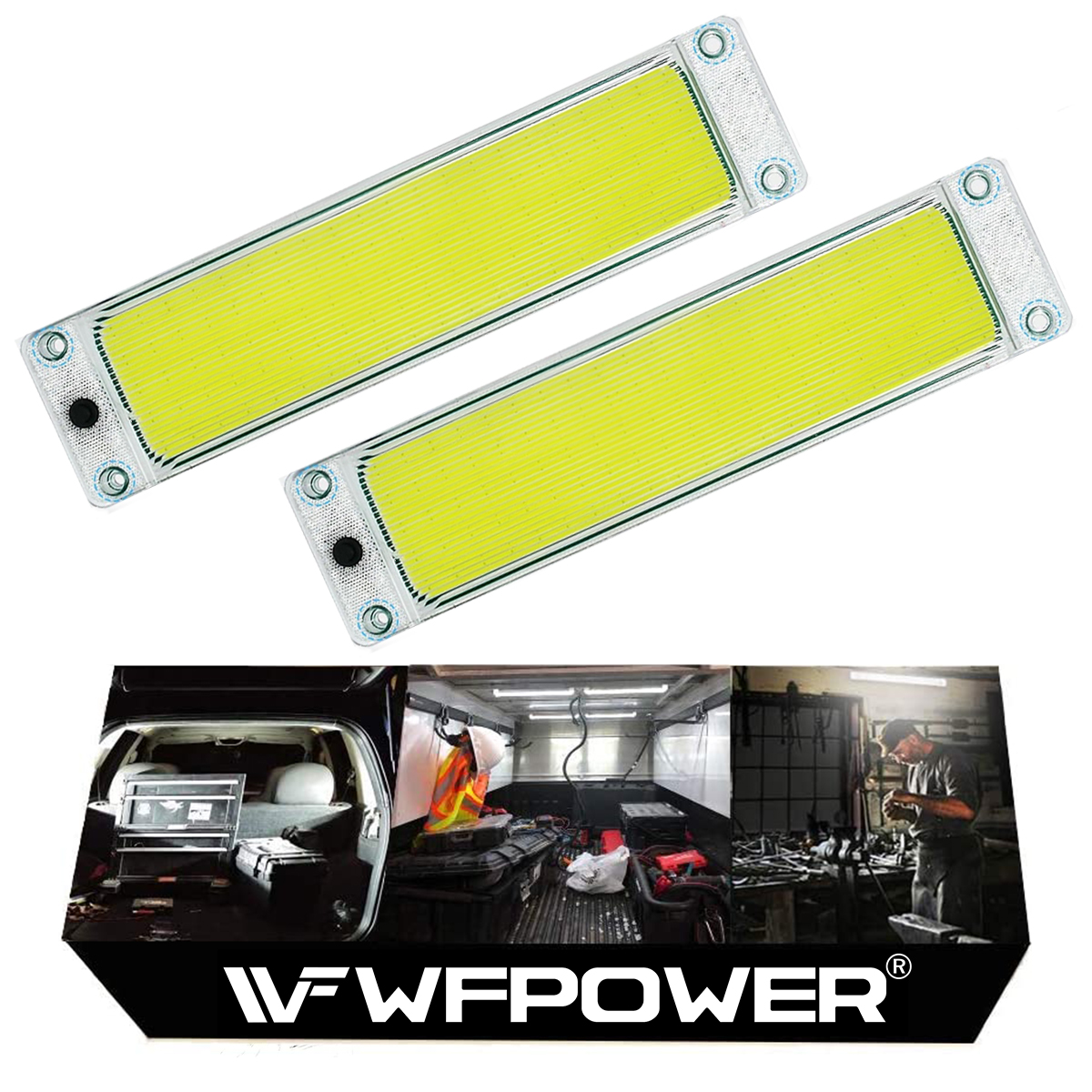 WOWLED 12V 105 COB LED Interior Lights 2Pack, 12W LED RV Ceiling Roof Lights Bar Lamp with On/Off Switch, LED Interior Lighting for Car Camper Van Bus Caravan Boat Dome Light Motorhome Kitchen