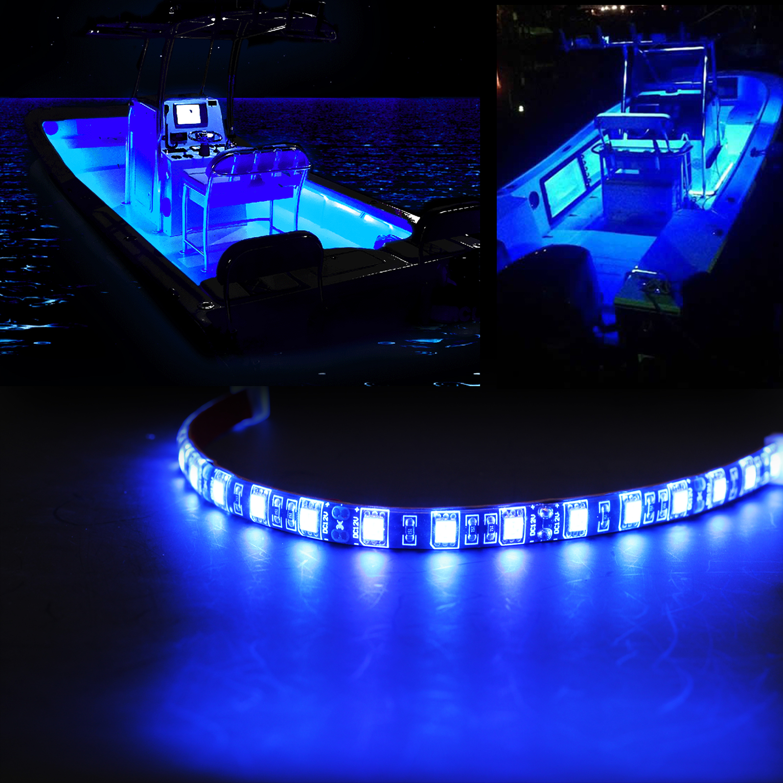 WOWLED Marine Boat Led Navigation Lights, LED Boat Interior Light for Boat Deck Light, Courtesy Interior Lights for Yacht, Fishing, Pontoon Boat, Sailboat, Kayak, Bass Boat Vessel (Blue, 12V) 