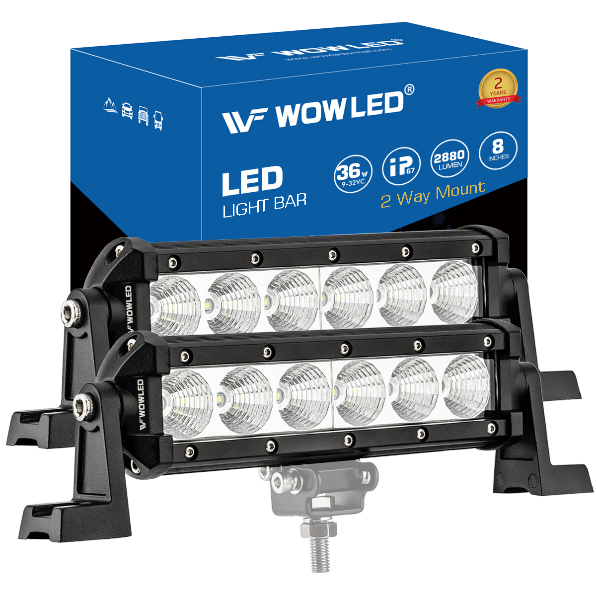 WOWLED Tragbare 36W Flutlicht Magnetfuß LED Lichtleiste Offroad