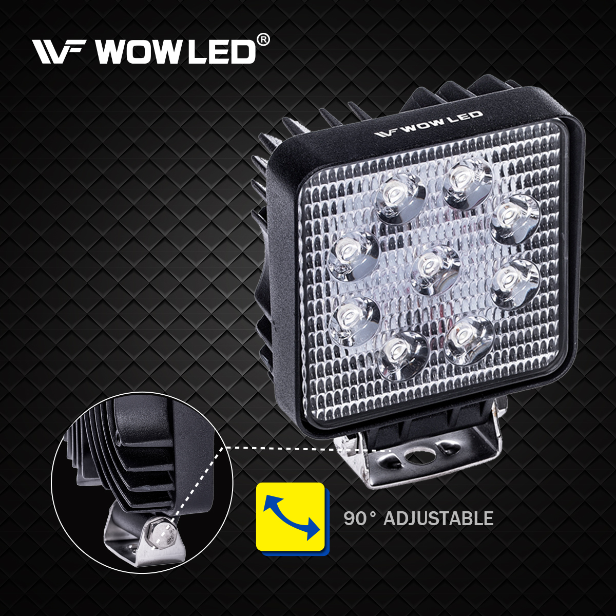 WOWLED LED Work Light, 2 Pcs 27W Offroad LED Work Light Flood Beam Driving Lamp Truck SUV UTE 4WD 4x4 Boat Camping Light 12V 24V