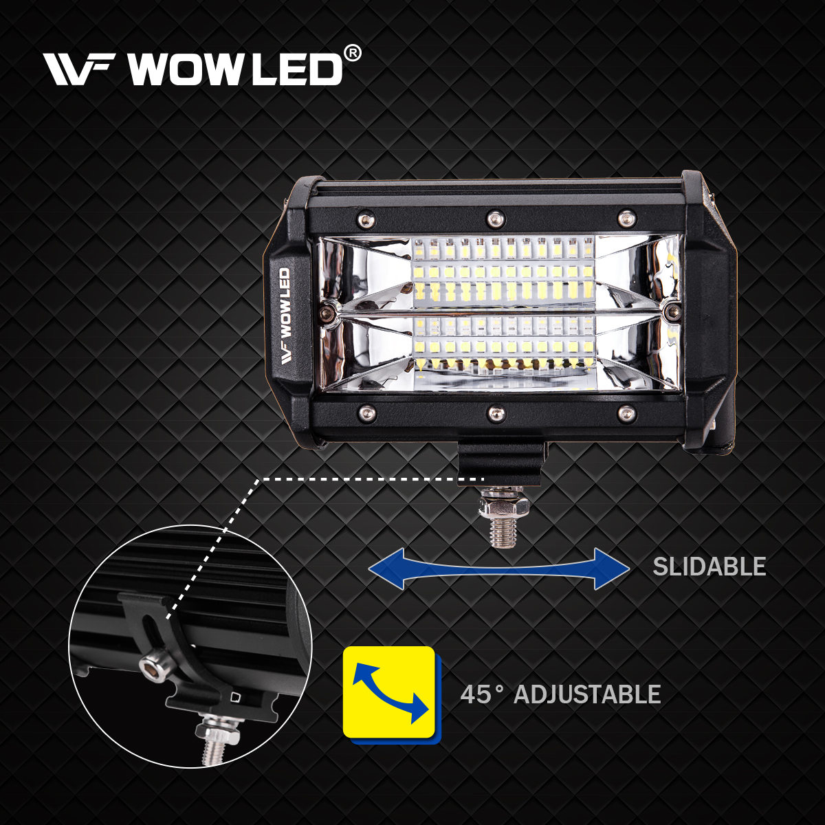 WOWLED LED Work Light Bars, 2x 5 Inch 36W 10800Lumens Two Rows Upgrade Off Road Lights Light Bar, IP67 Offroad Driving Lamp Bar for Car Camp Truck UTE 4x4 12V 24V