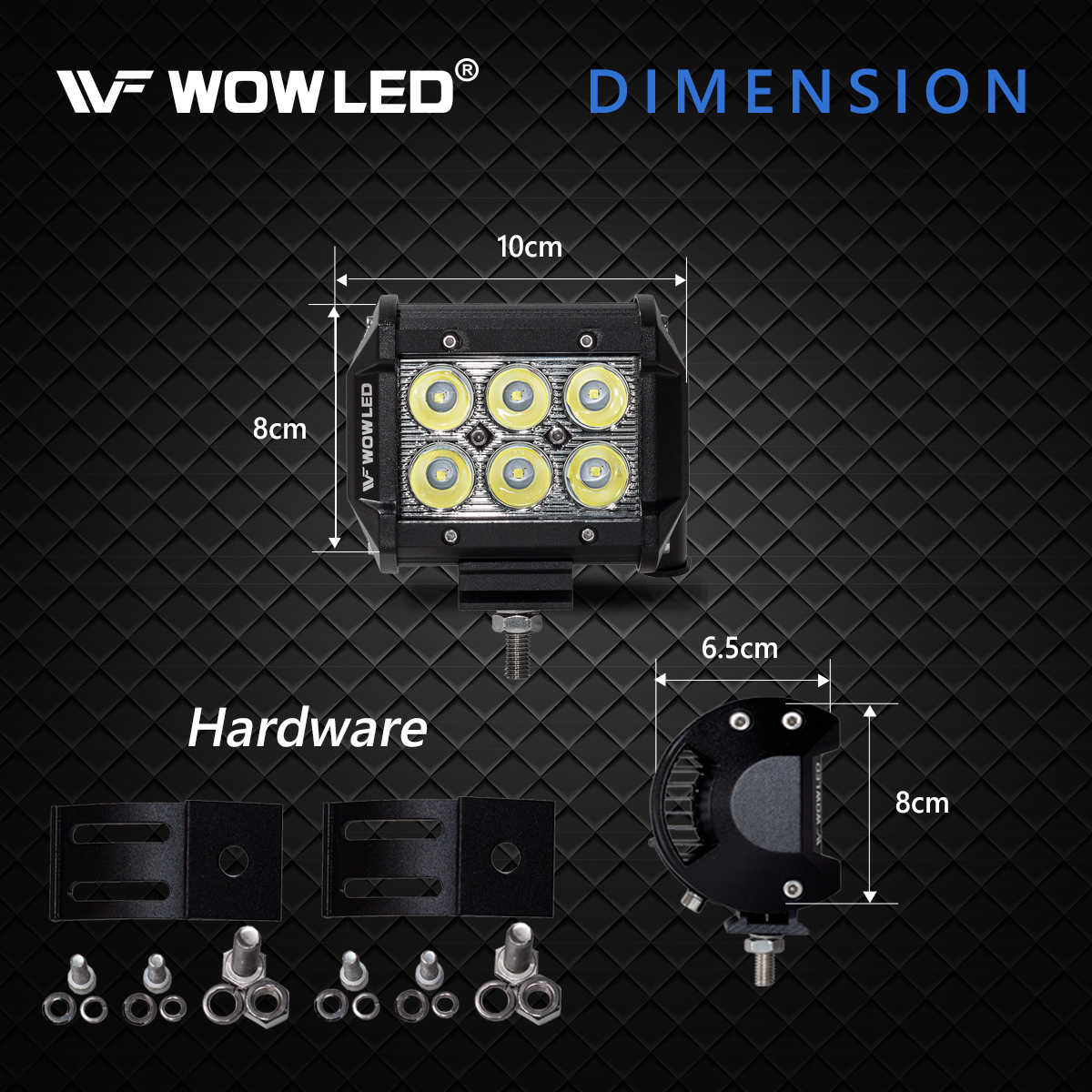 WOWLED 2 Pcs 18W LED Flood Lamp Work Driving Light Bar for SUV ATV Boat Truck 4x4 Marine Boat Camping Light