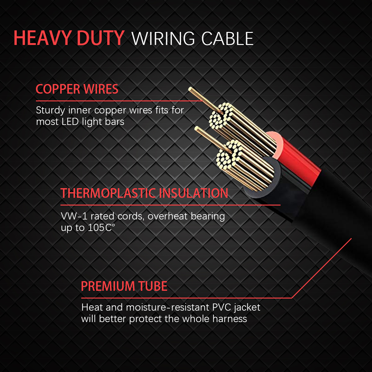 WOWLED High-end Wiring Harness Kit, LED Light Bar Wiring Harness Kit for Off Road Lights LED Light Bar with 12V 40A Relay On Off Switch(2 Lead)