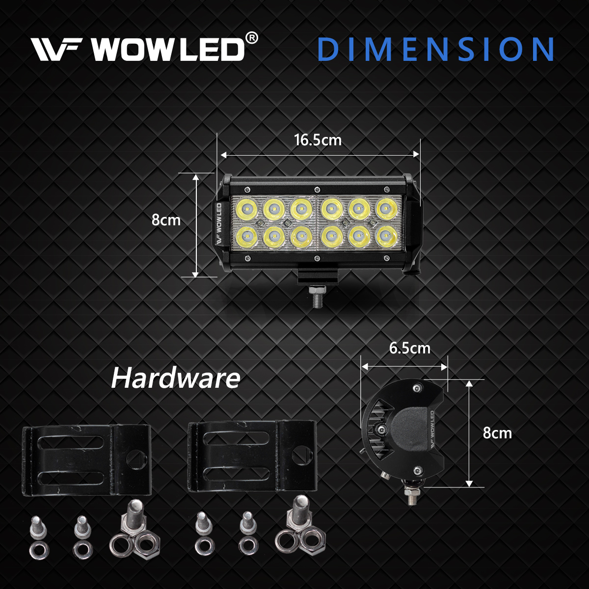 WOWLED 2 x 7 Inch 36W LED Work Light Bar Spot Beam for Truck Car Camp ATV UTE SUV LED Lights for Offroad Driving LED Light Bar Spotlight Lamp 4x4 12V