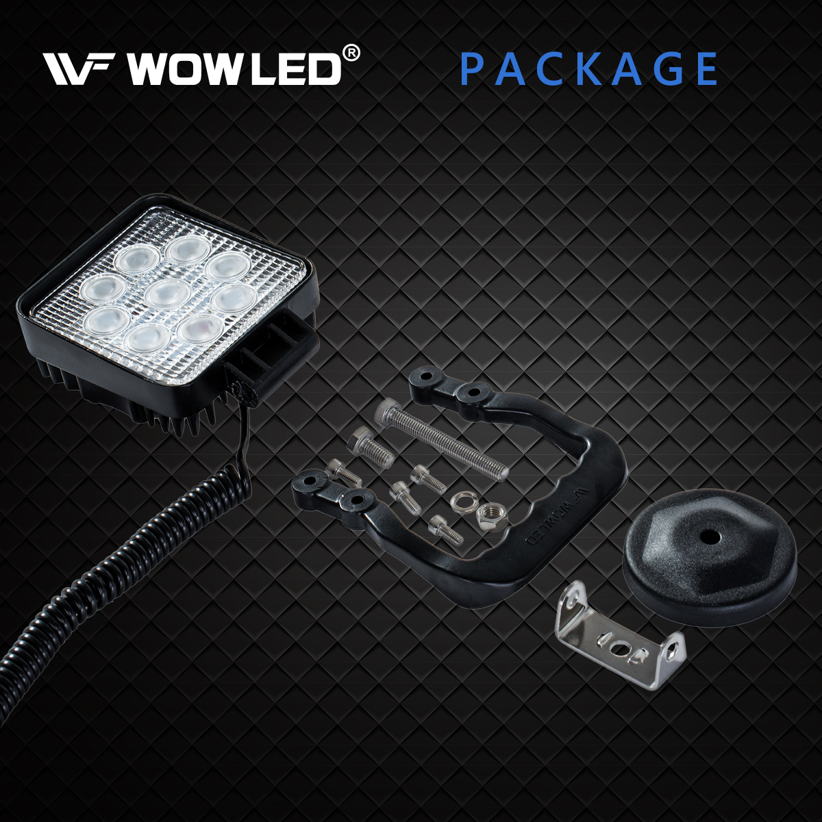 WOWLED 27W Portable LED Work Light Flood Lamp with Magnetic Base for Car, Off-Road, Truck, Boat, Tractor, Truck, Engineering Vehicle, Maintenance, Camping Light DC 9-32V …