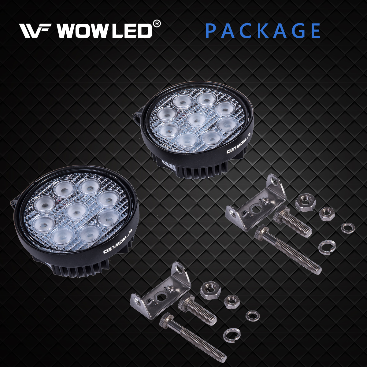 WOWLED 27W LED Work Light, 2PCS LED Work Light Flood Beam Driving Lamp Truck Offroad SUV ATV UTE 4WD 4x4 Camping Light
