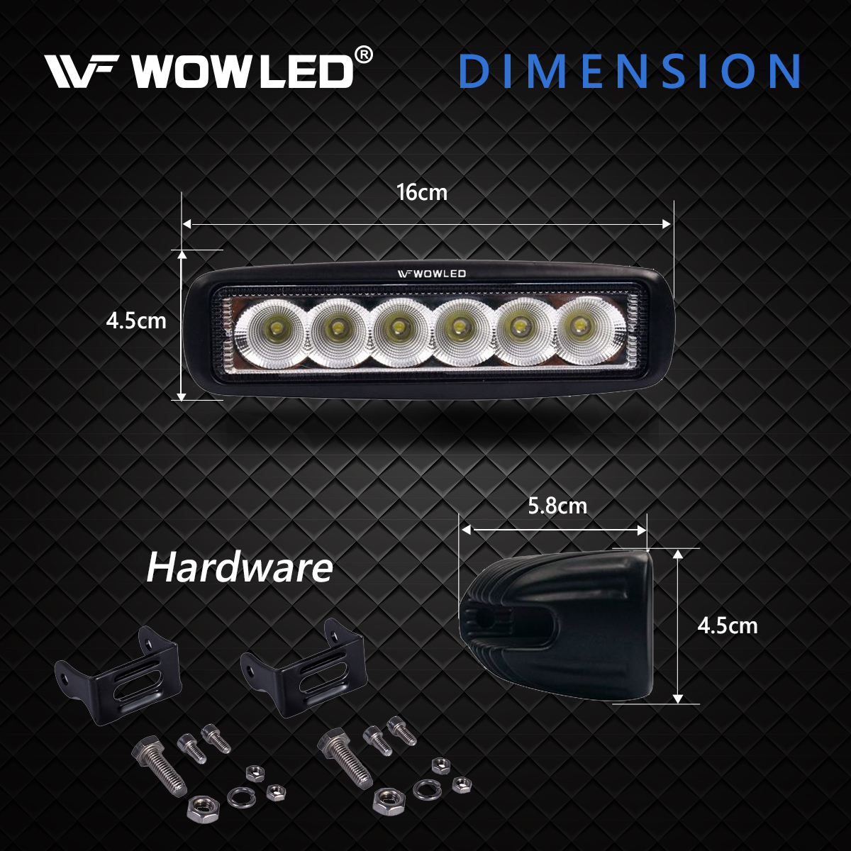 WOWLED 2 Pcs 18W LED Flood Lamp Work Driving Light Bar for SUV ATV Boat Truck 4x4 Marine Boat Camping Light