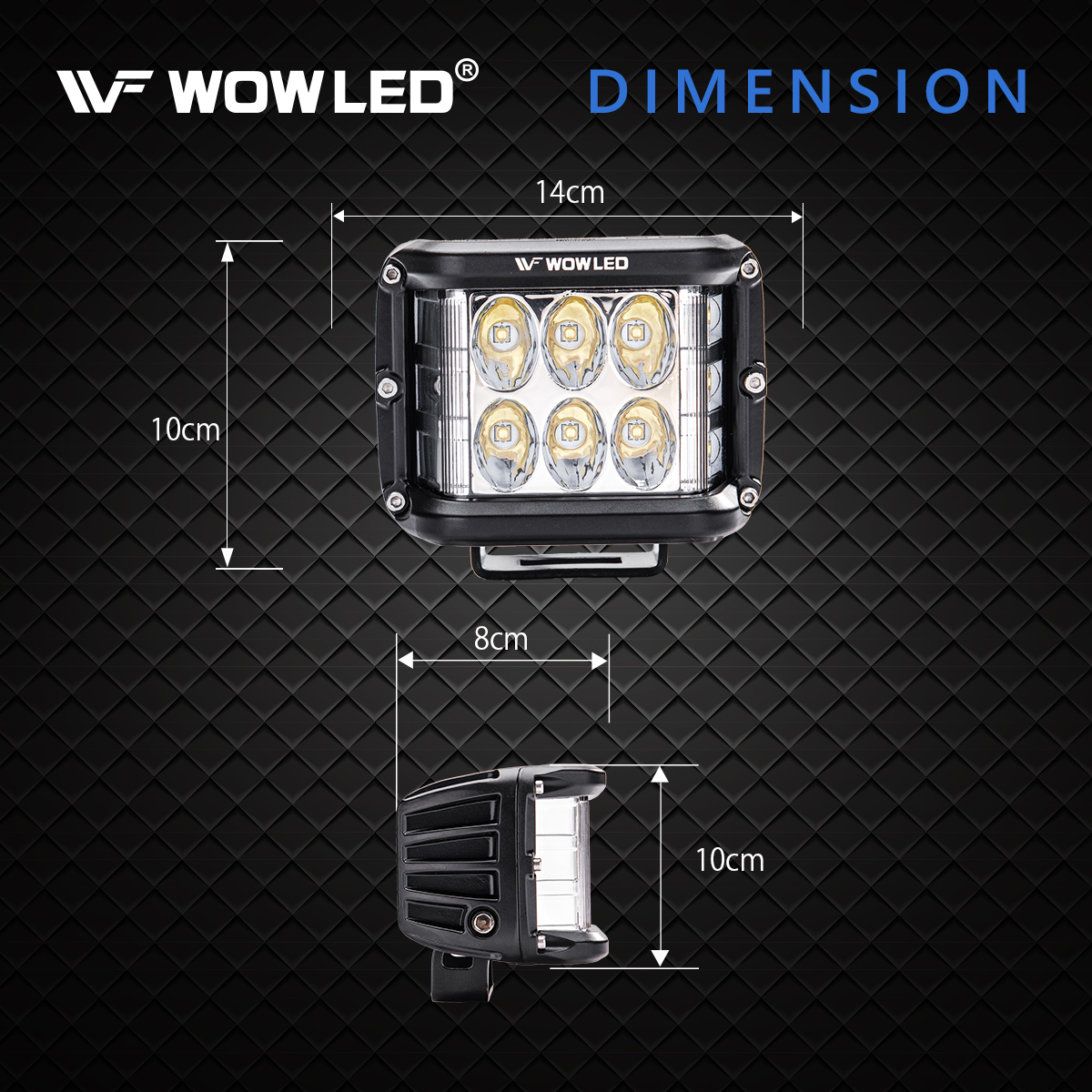 WOWLED Side Shooter LED Work Light, 2 Pack 5 Inch 45W LED Cube Work Lights Offroad Driving Spot Flood Fog Light Bar with Side Shooter for 12V 24V 4WD Truck 4x4 Camping Light