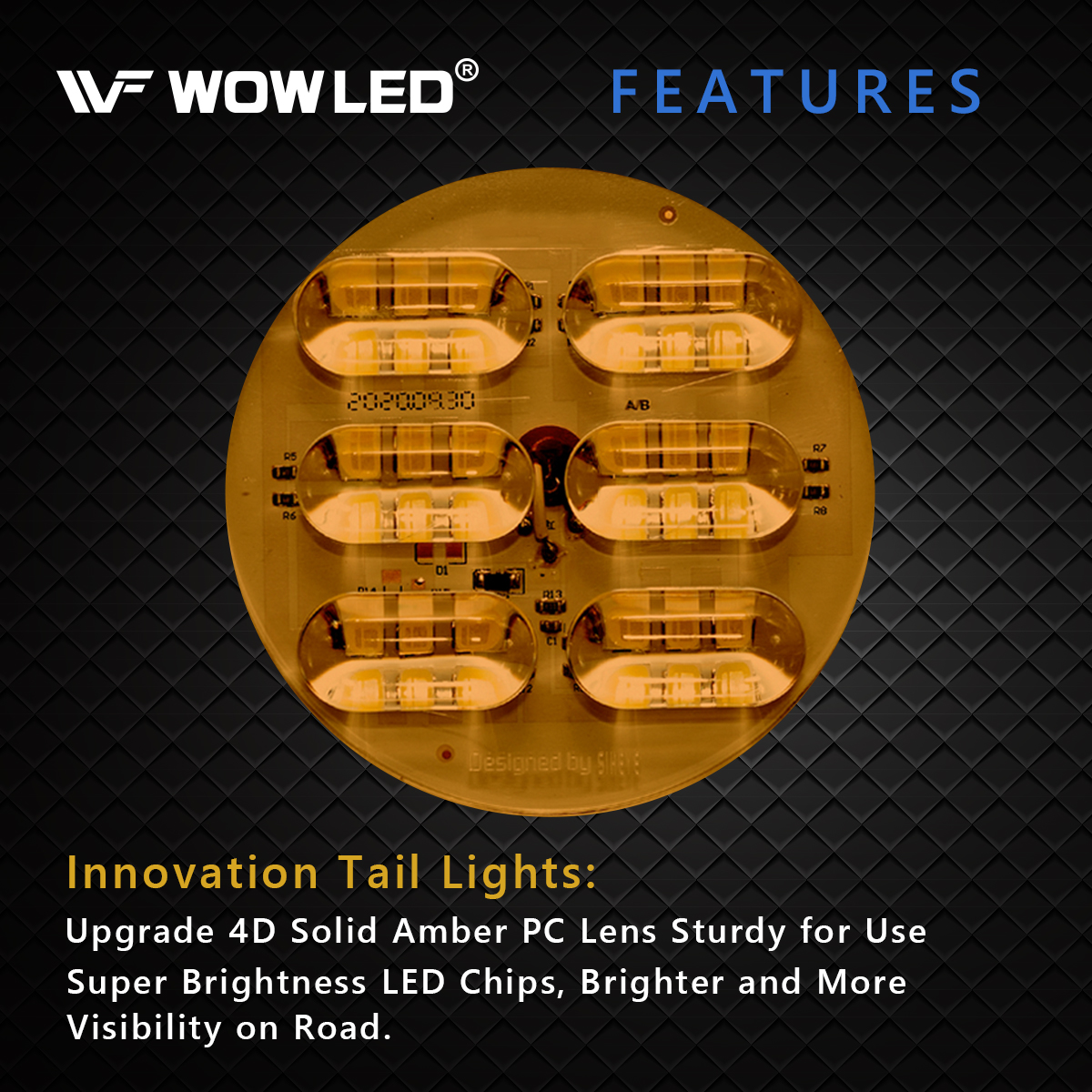 WOWLED 4Pcs 4 Inch Round Led Trailer Tail Lights Kit, 2 Pack Red + 2 Pack Amber LED Waterproof Grommet 4" Brake Stop Turn Tail Marker Trailer Lights for Truck RV Boat UTE UTV 12V 24V