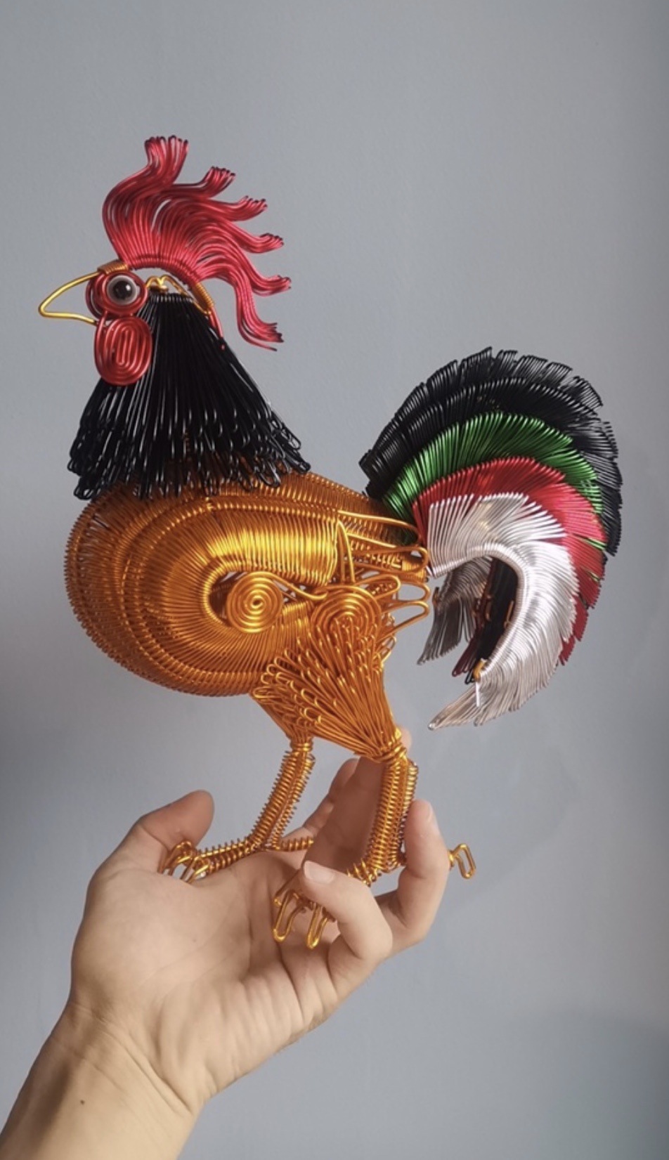 golden and multicolour rooster Artwork decorations Home furnishings Of