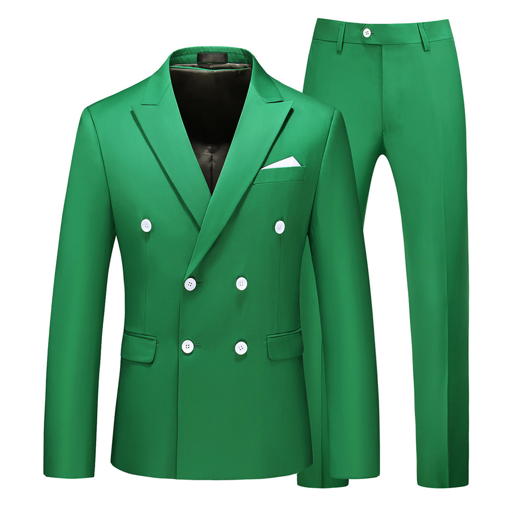 2 Piece Double Breasted Suit for Men, Slim Fit, Green