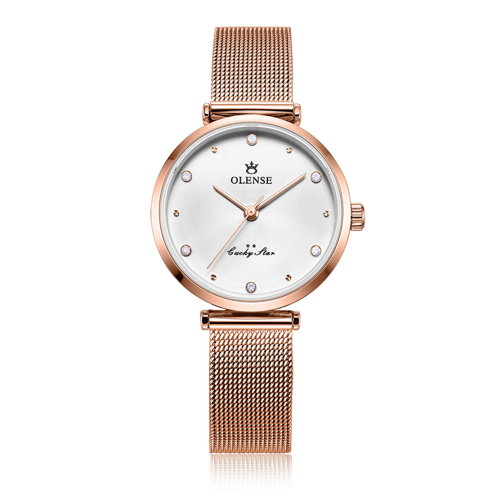 OLENSE - Casual Watch for Women, Stainless Steel Mesh, 29mm, Rose Gold