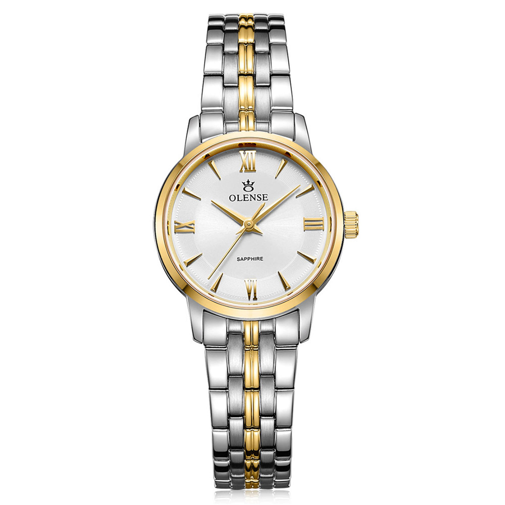 OLENSE - Ladies Luxury Wristwatch, Analog, Date, Bracelet, 28.2mm Gold & Silver