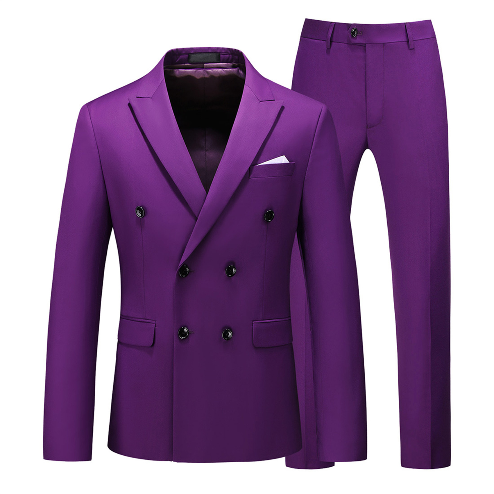 2 Piece Double Breasted Suit for Men, Slim Fit, Purple