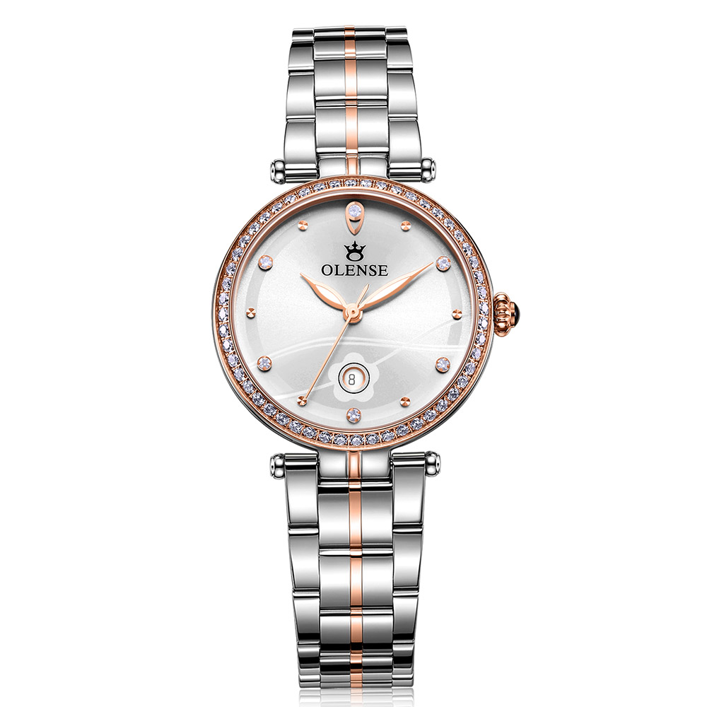 OLENSE - Women's Luxury Wristwatch, Stainless Steel, 30.5mm, Rose Gold & Silver 