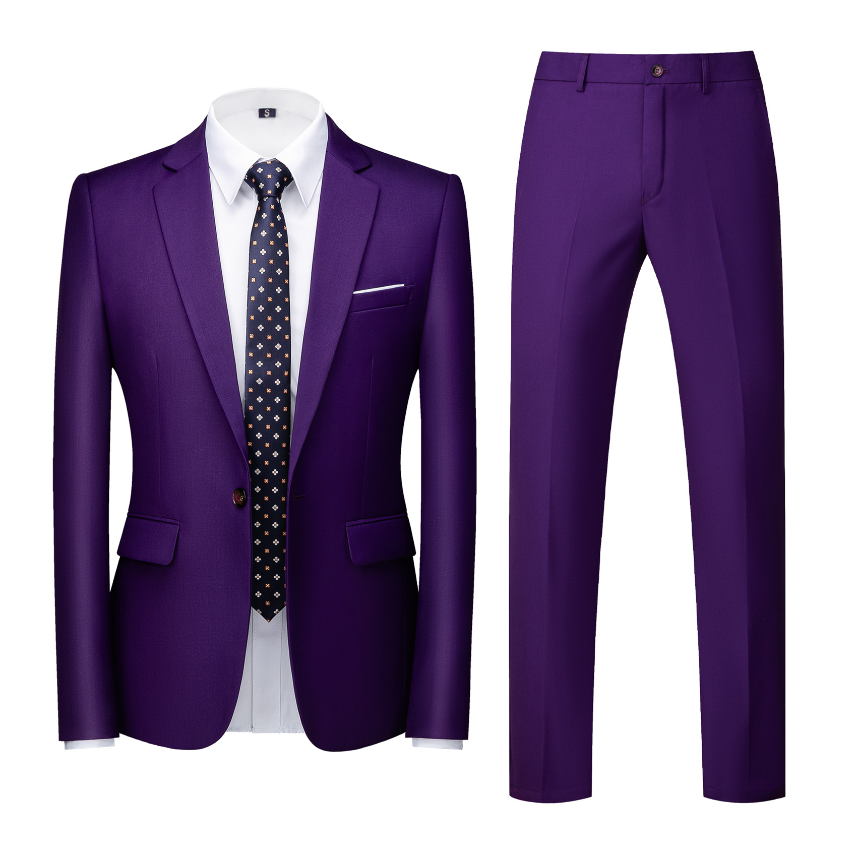 2 Piece Suit for Men, Purple, Slim Fit (1 Button)