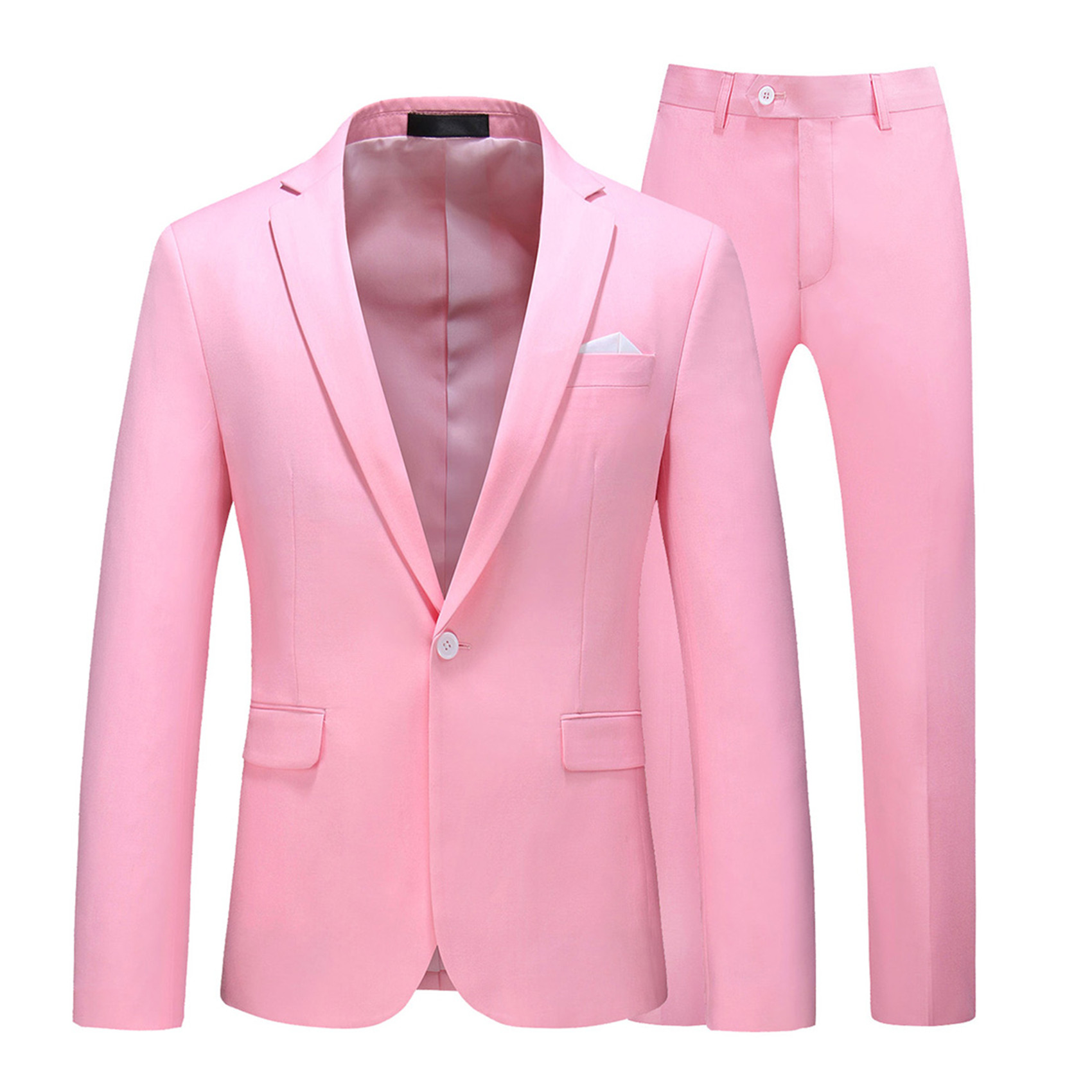2 Piece Suit for Men, Slim Fit, Plain, Light Pink (1 Button)