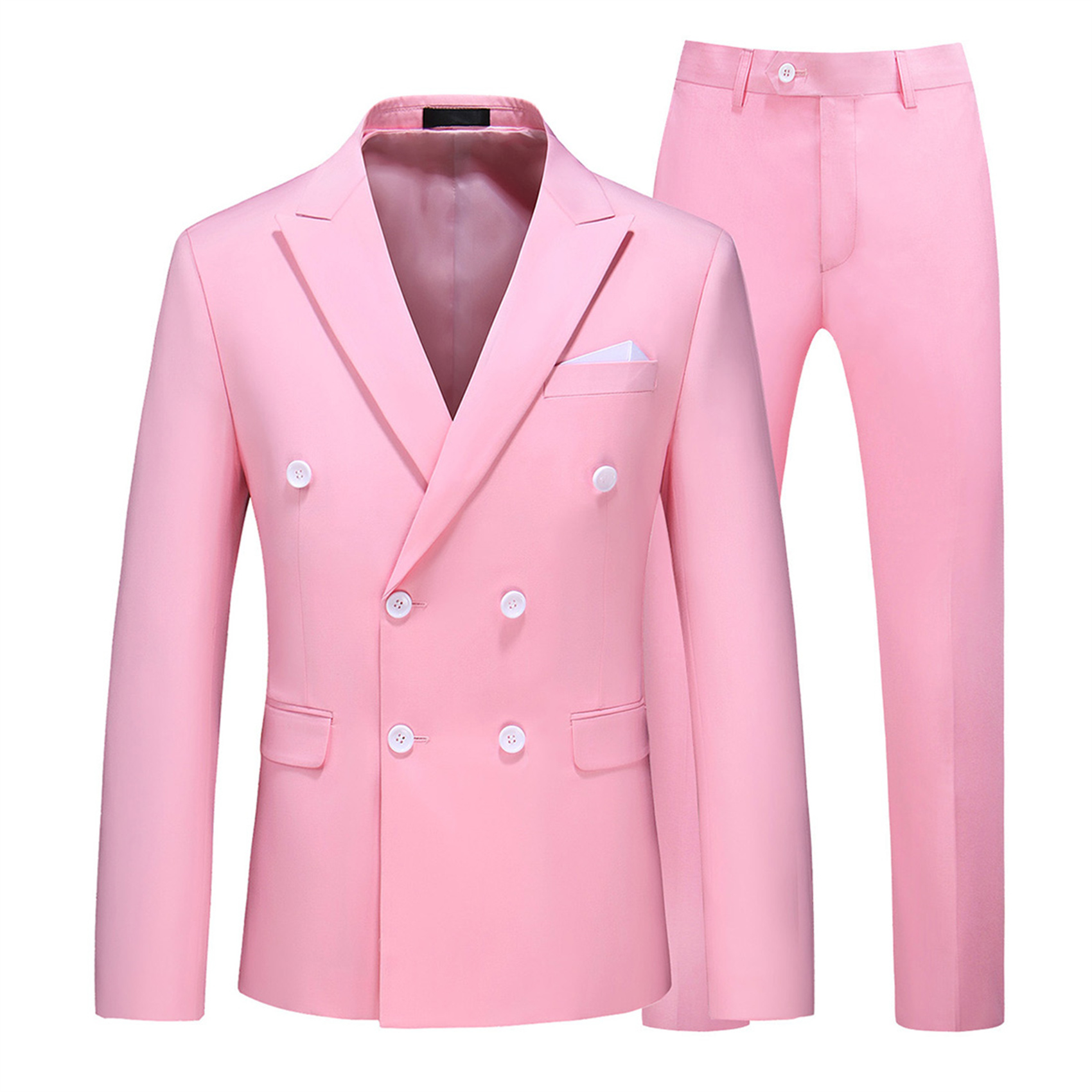2 Piece Double Breasted Suit for Men, Slim Fit, Light Pink