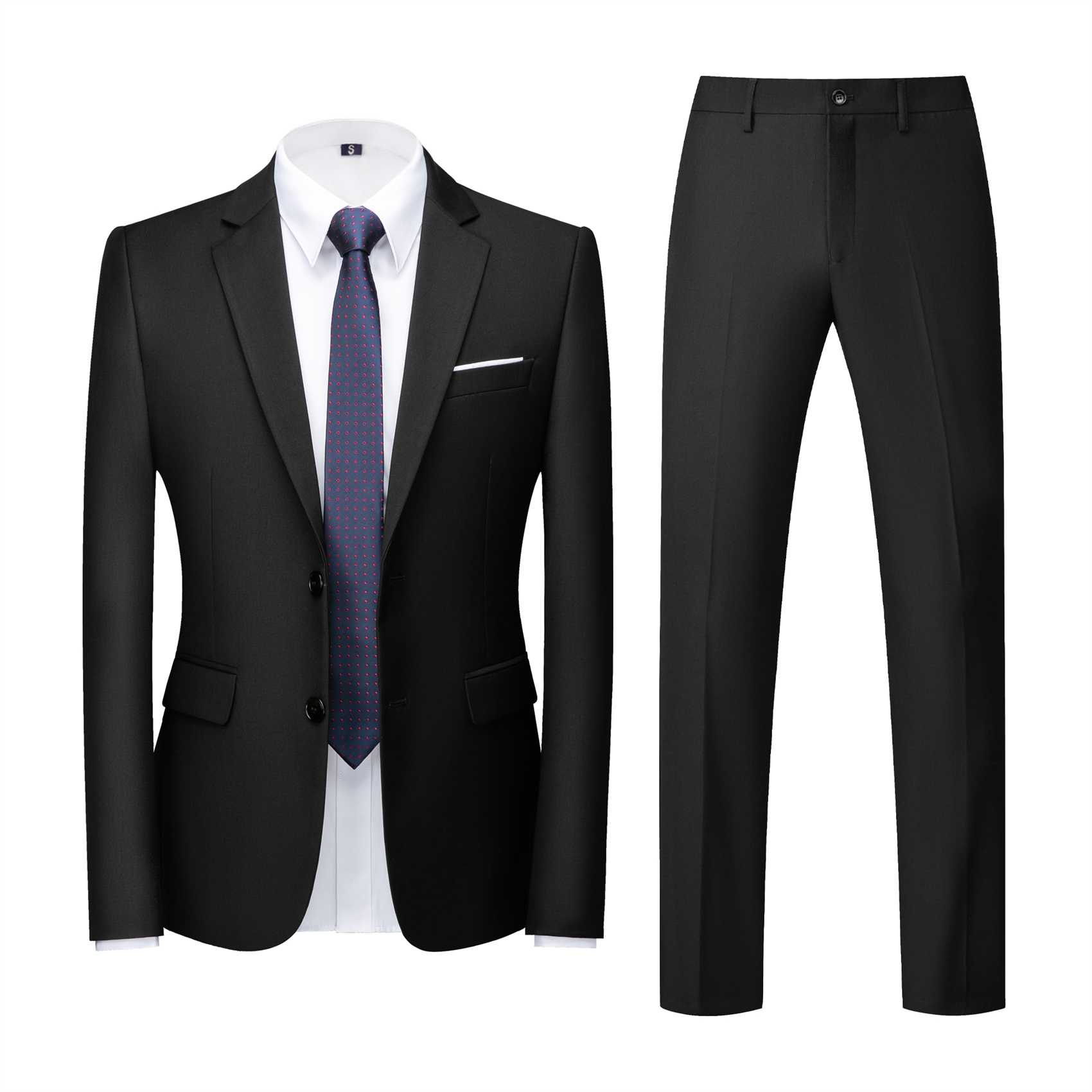 2 Piece Suit for Men, Black, Slim Fit (1 Button)
