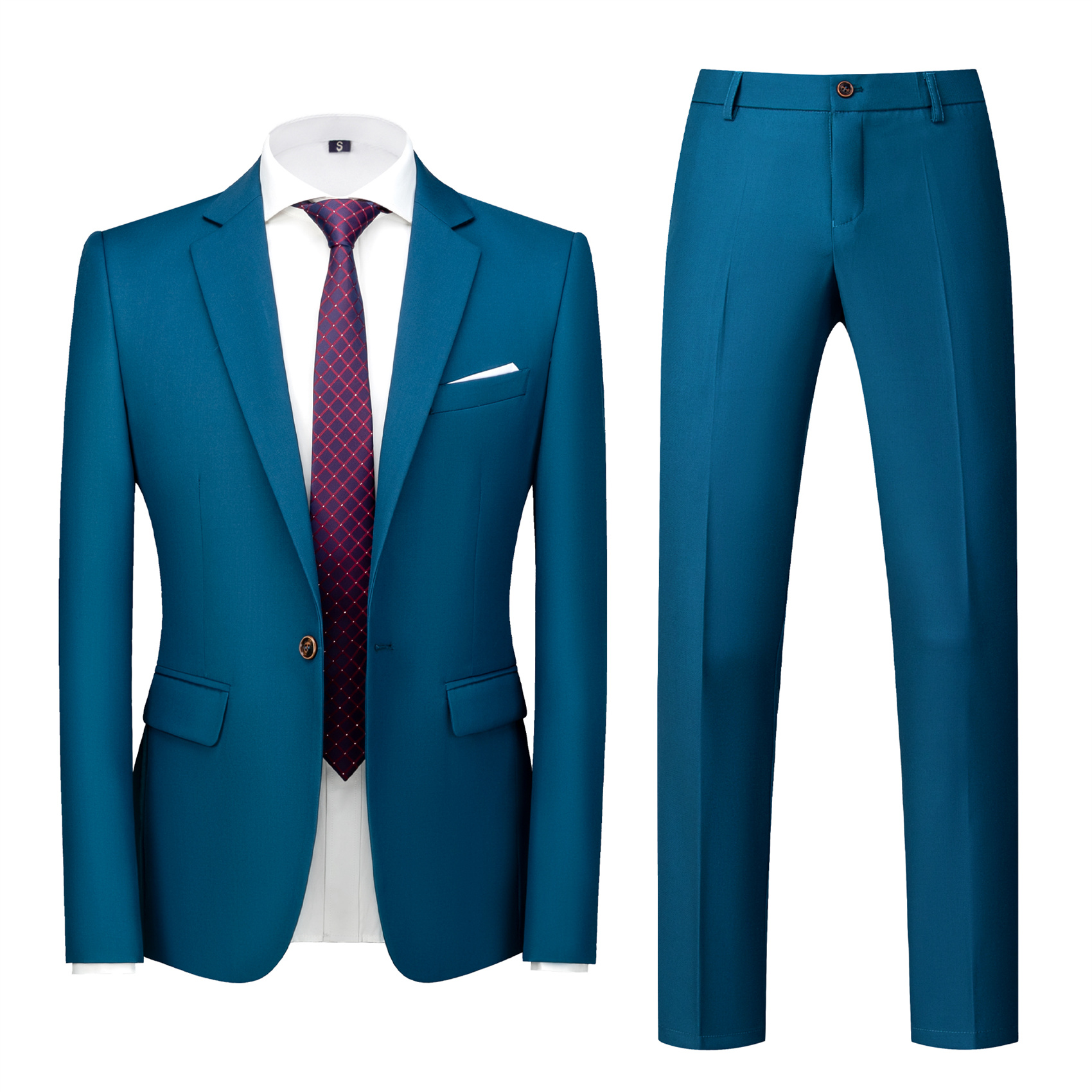 2 Piece Suit for Men, Sea Blue, Slim Fit (1 Button)