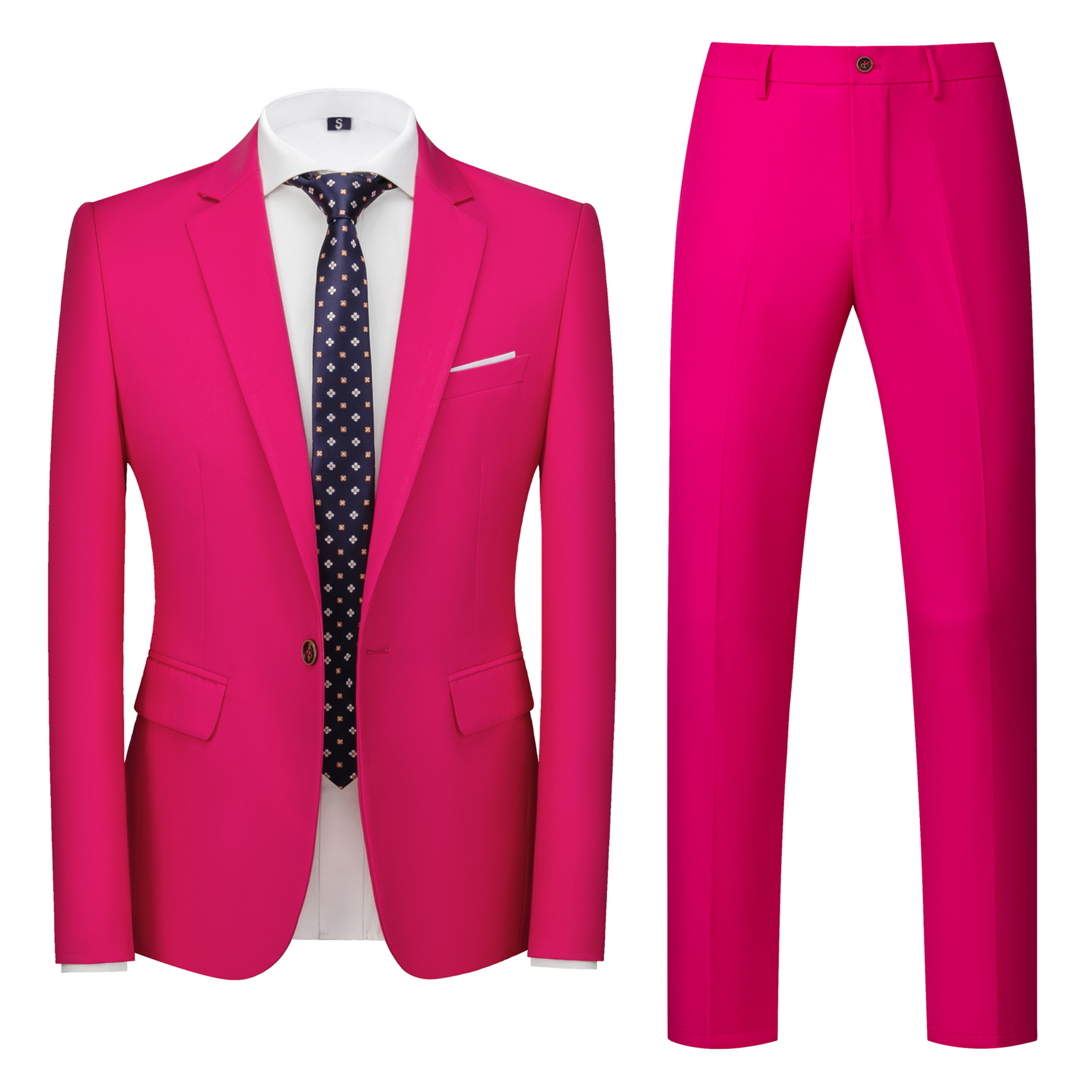 2 Piece Suit for Men, Hot Pink, Slim Fit (1 Button)