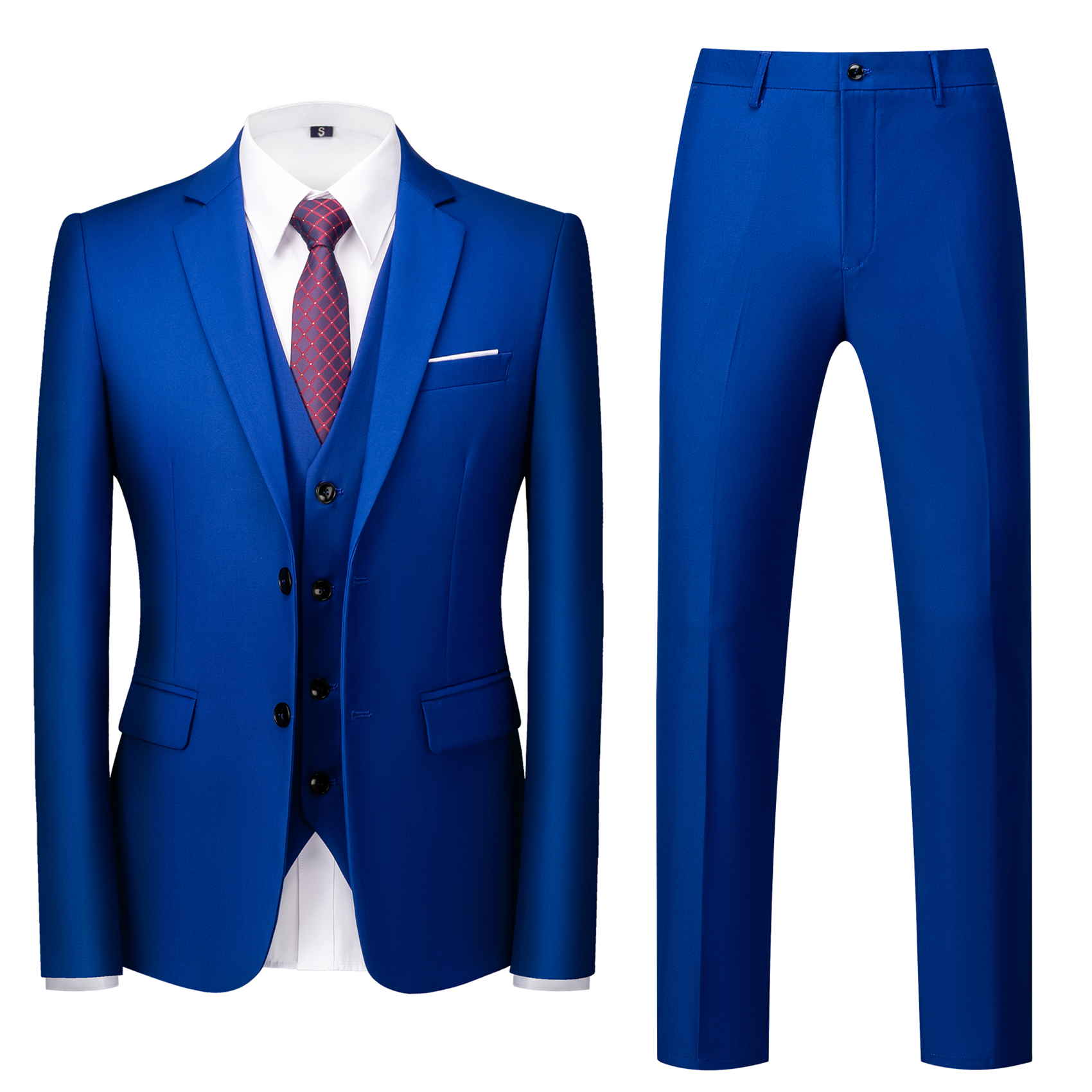 Men’s 3 Piece Solid Suit in Royal Blue