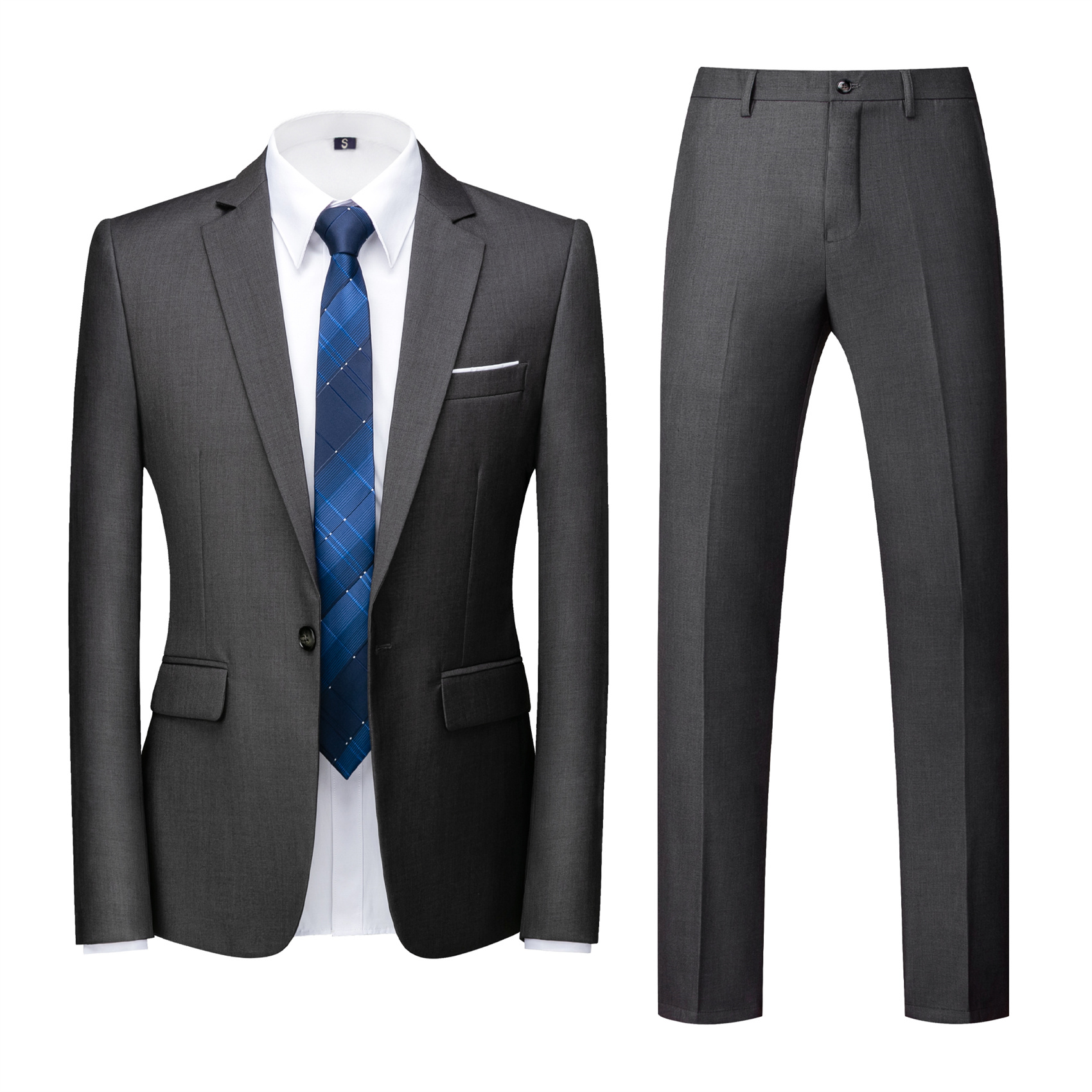 2 Piece Suit for Men, Dark Grey, Slim Fit (1 Button)