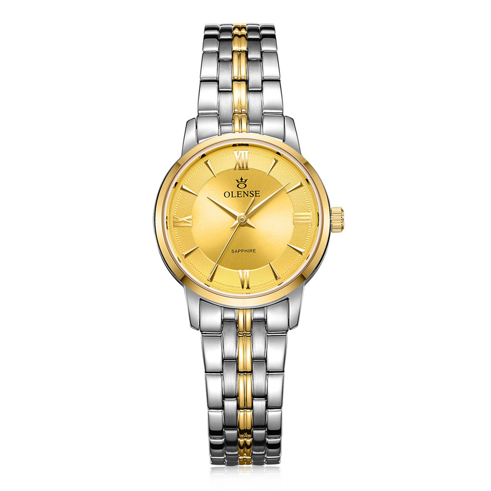 OLENSE - Ladies Luxury Wristwatch, Analog, Date, Bracelet, 28.2mm, Gold Dial
