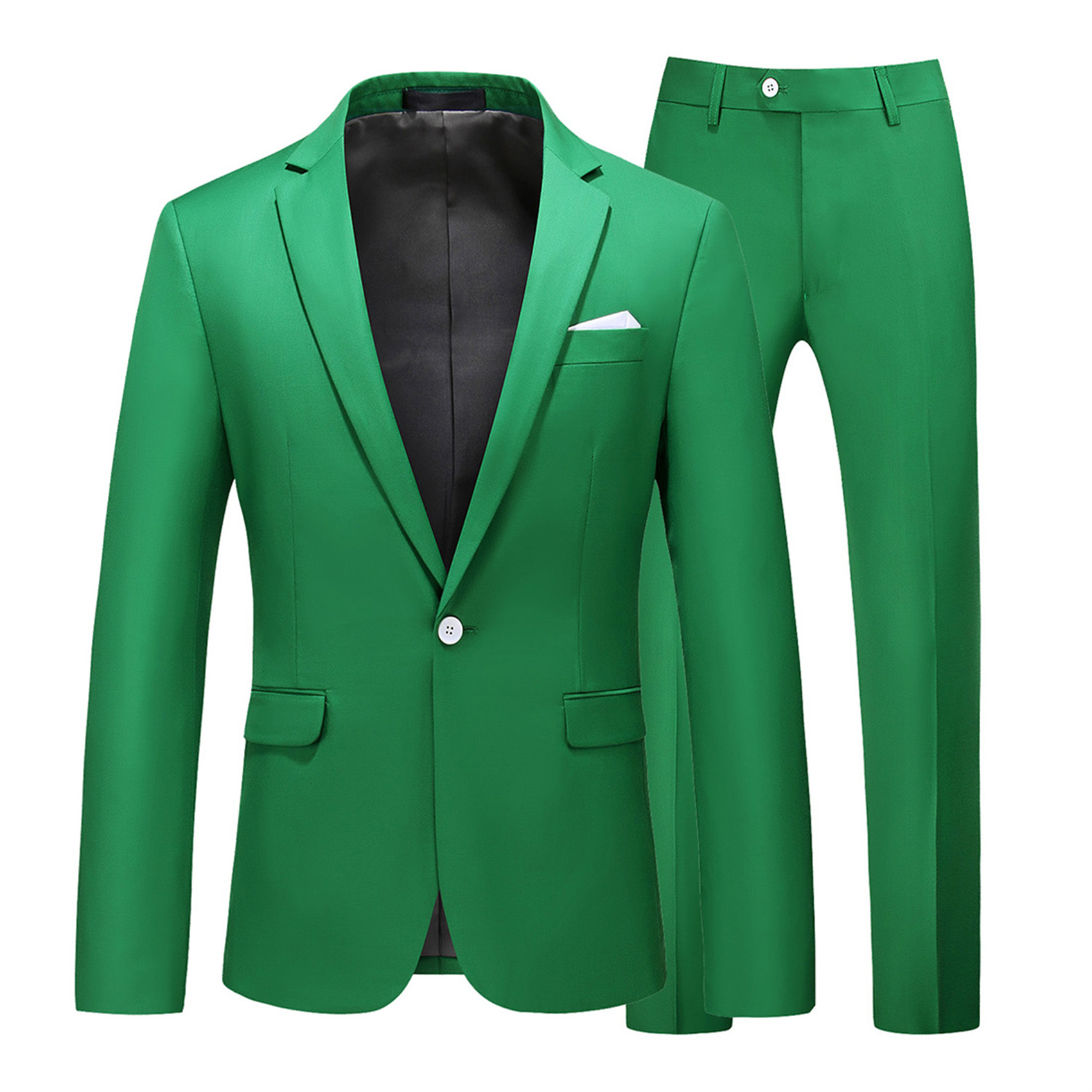 2 Piece Suit for Men, Plain, Skinny, Green(1 Button)