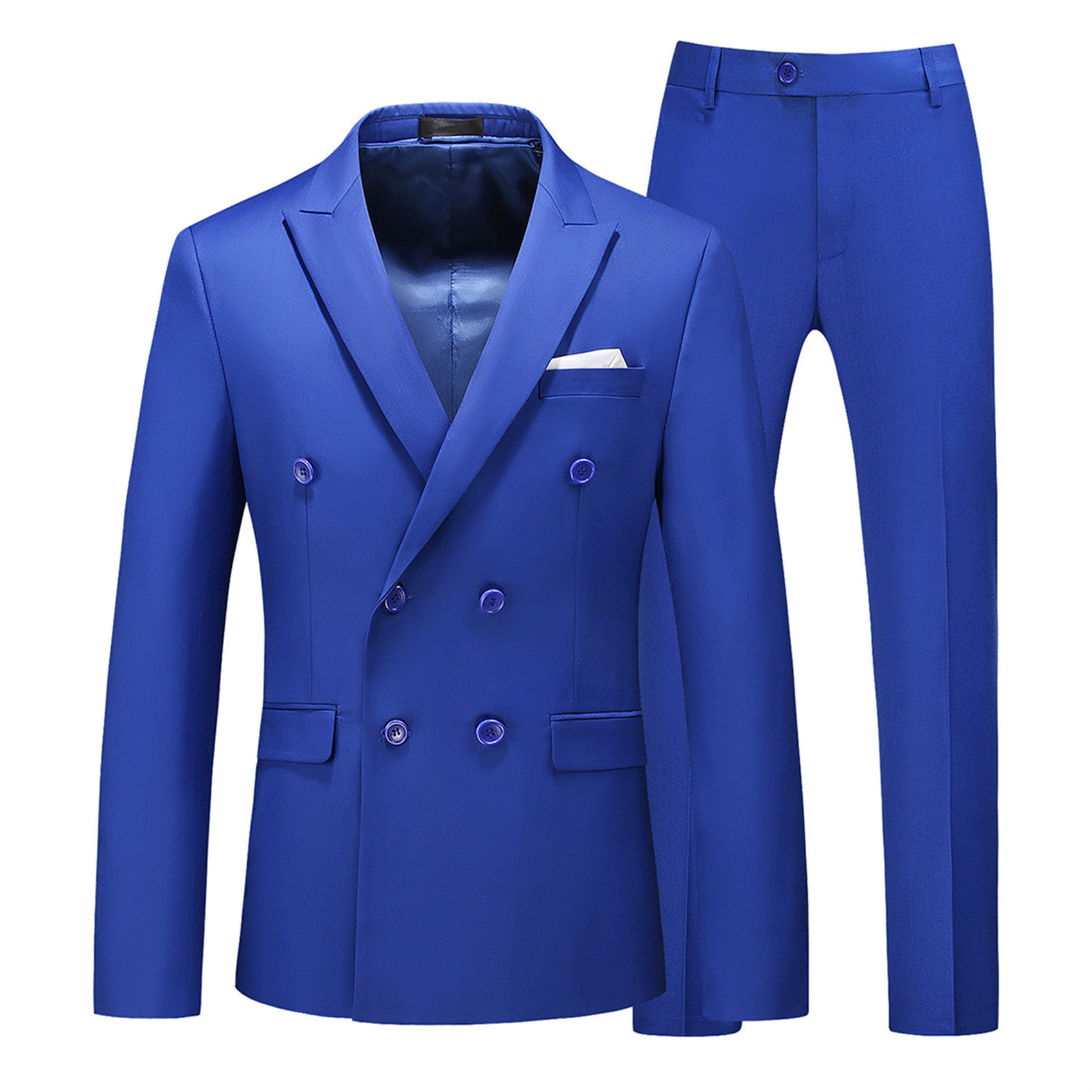 2 Piece Double Breasted Suit for Men, Slim Fit, Royal Blue