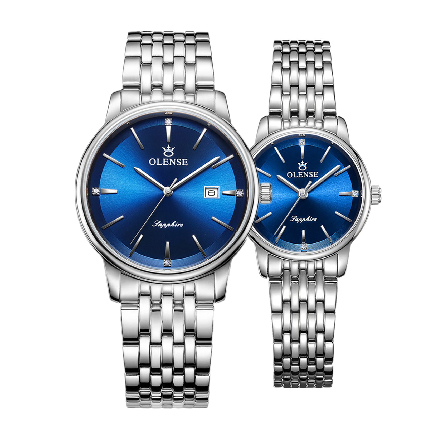 OLENSE - Classic Couple Watch, His & Her Sets, Quartz, Lover Gift, Blue