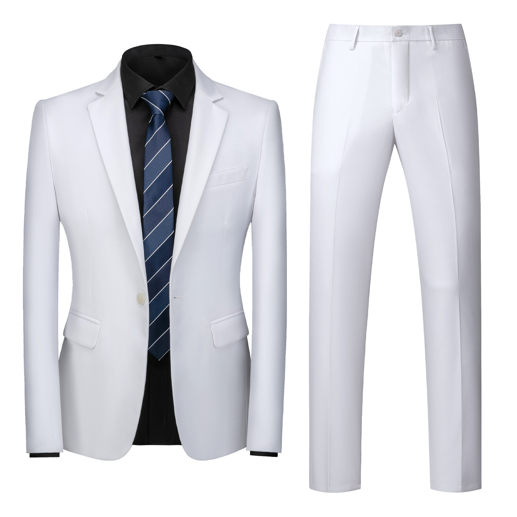 2 Piece Suit for Men, White, Slim Fit (1 Button)