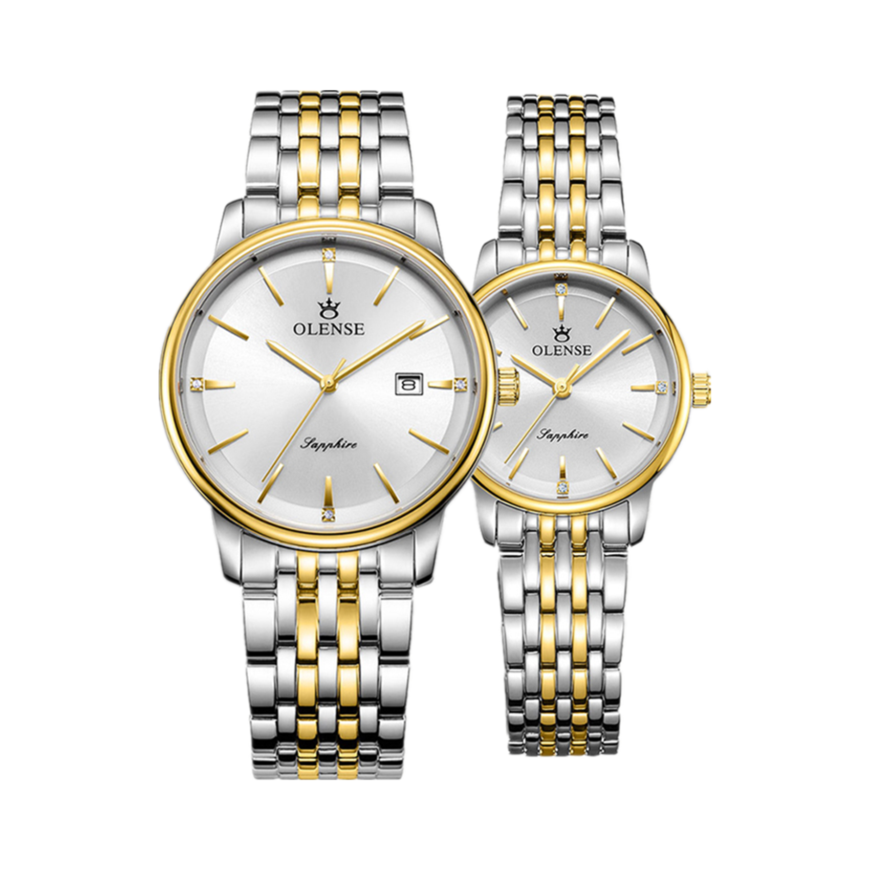OLENSE - Gold Couple Watch, His & Her Sets, Automatic Quartz, Lover Gift