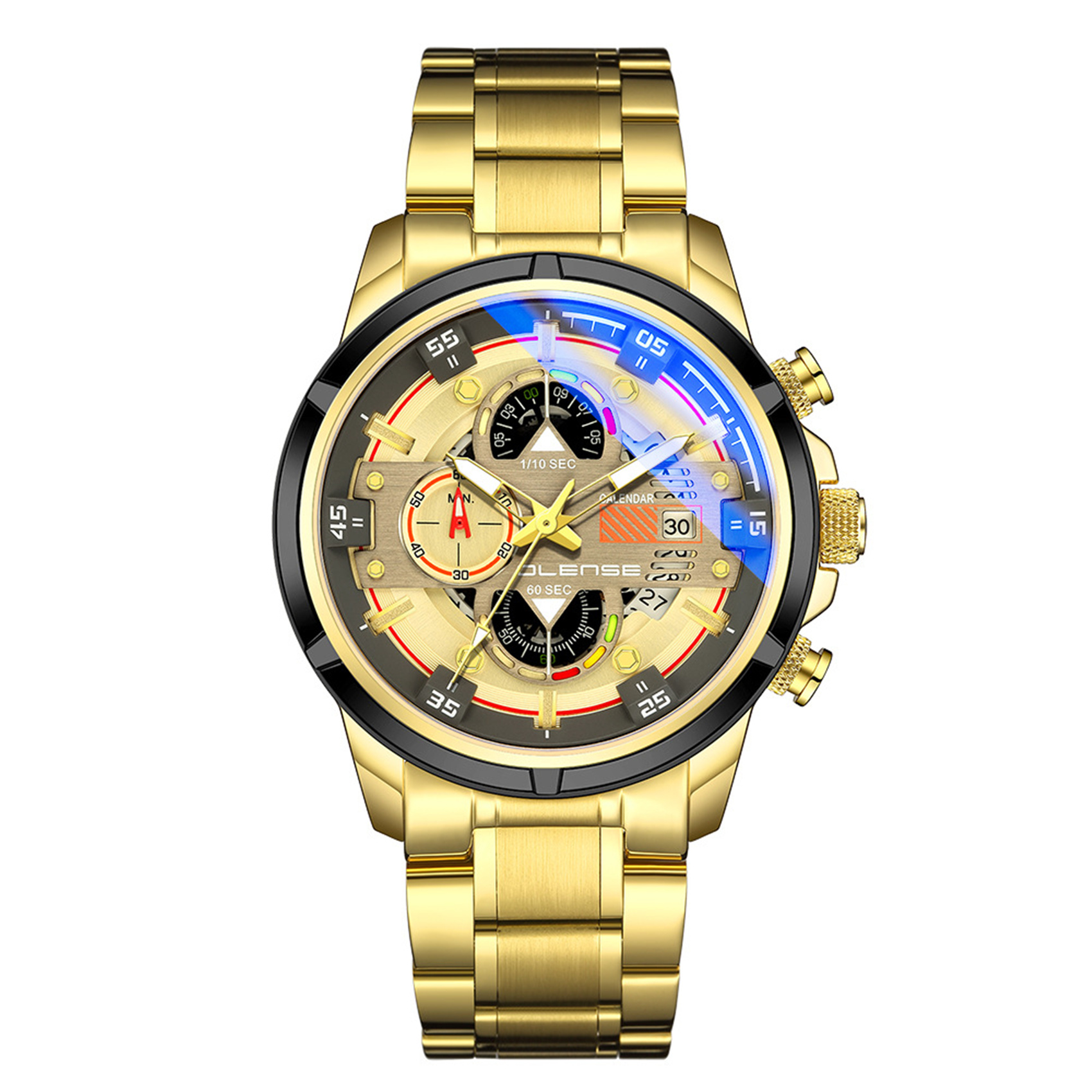 OLENSE - Luxury Watch for Men, Quartz, 47mm, Gold