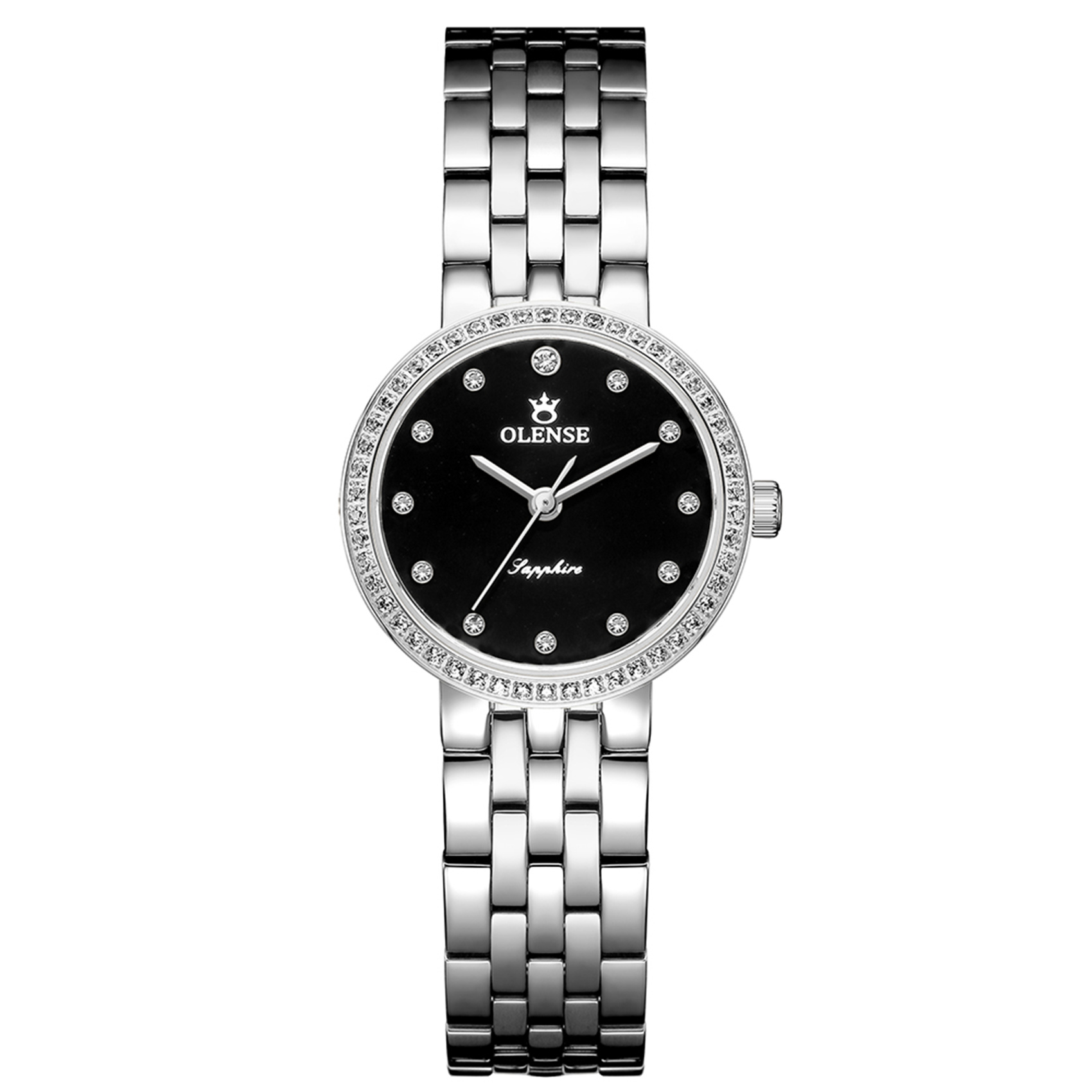 OLENSE - Luxury Watch for Women, Stainless Steel, 25mm, Silver & Black