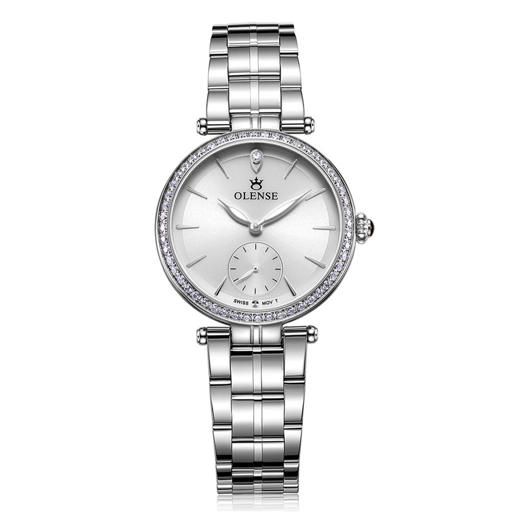 OLENSE - Diamend Ladies Watch, Stainless Steel, 30.5mm, Silver & White