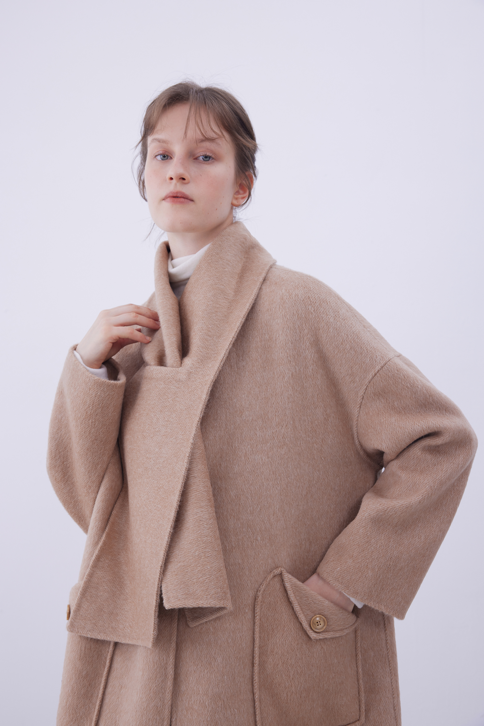 Ancosti overcoat with wool scarf