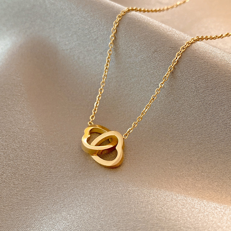 Custom two hearts pendant 24k gold with free engraving