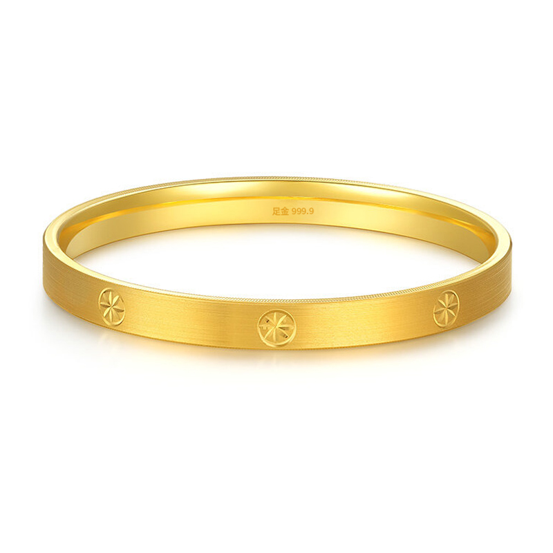 Gold bracelet women's gold 999 drill pattern brushed bracelet fashion 