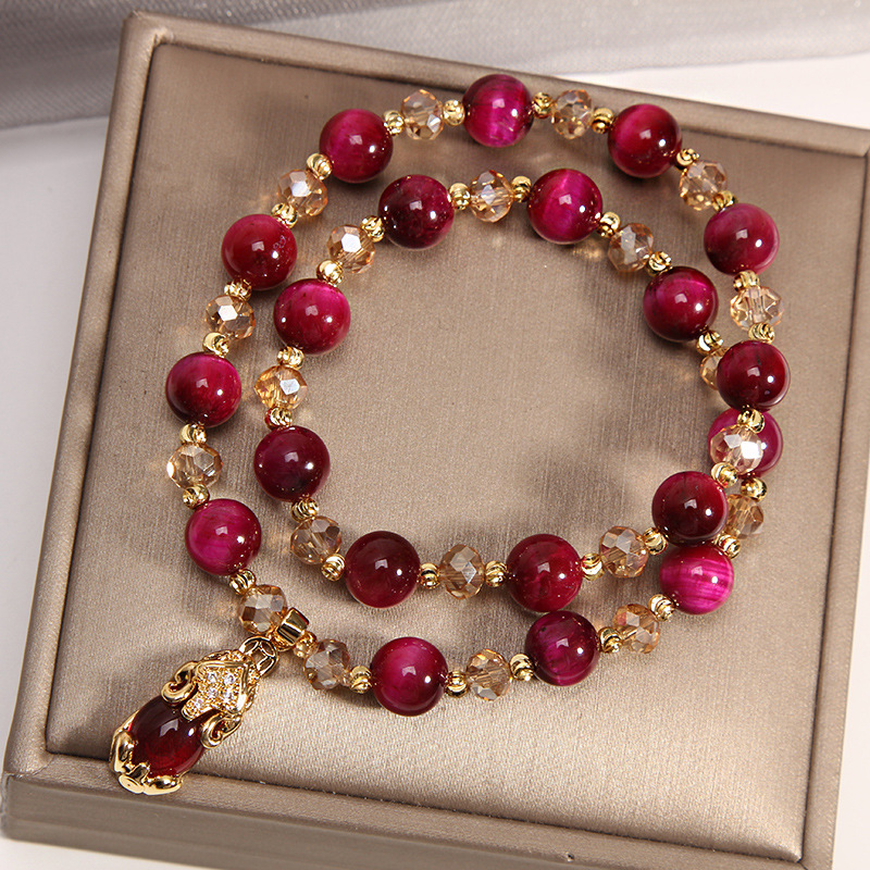 18K gold double layer natural agate stone bracelet female accessories